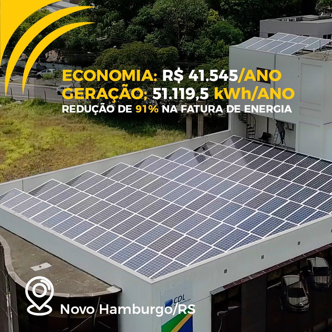 Projeto solar em Novo Hamburgo com economia anual de R$ 41.545 e geração de 51.119,5 kWh por ano